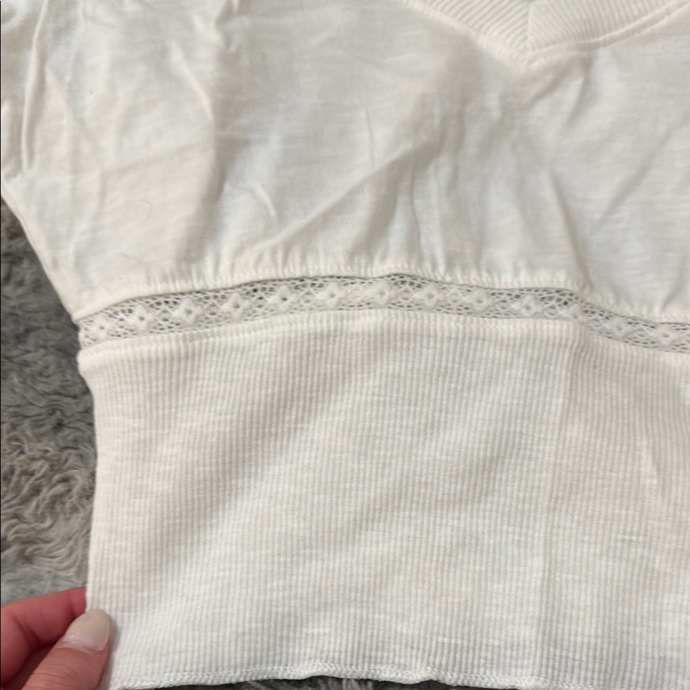 Aerie White Lace Accent Blouse - Picture 4 of 7